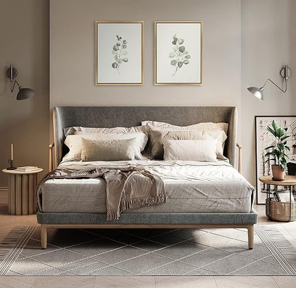 Kate and Laurel Sylvie Eucalyptus 4a & Eucalyptus 4b Framed Canvas Wall Art Set by Maja Mitrovic of Makes My Day Happy; 2 Piece 18x24 Gold; Chic Greenery Wall Décor
