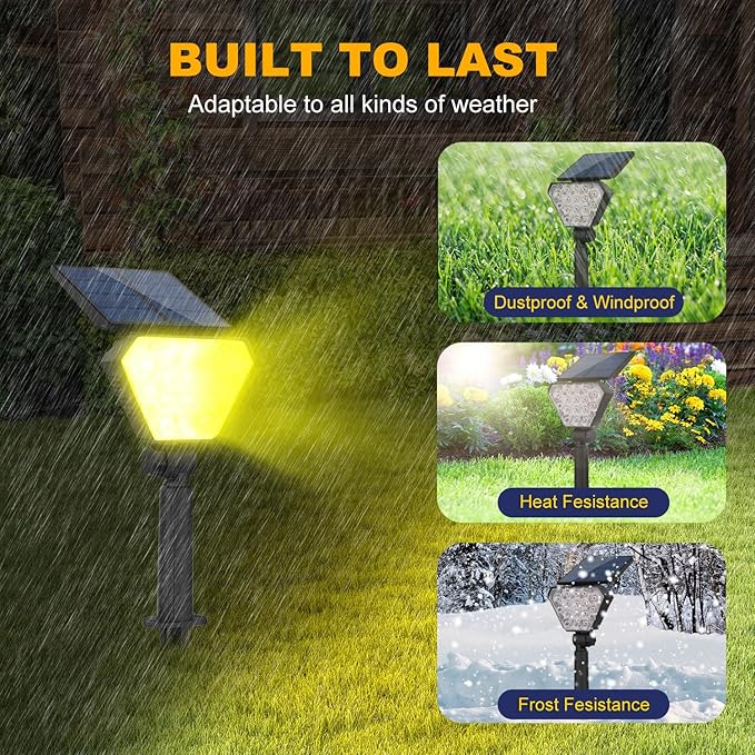 T-SUN Solar Lights Outdoor Waterproof IP65, 6Pack LED Solar Spot Lights Color Changing IP65 Waterproof Smart Auto On/Off for Outside Landscape Garden Yard Lawn Pathway Patio Driveway
