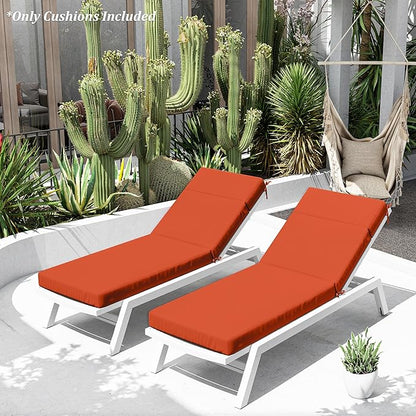 Chaise Lounge Cushion for Outdoor Furniture, Waterproof Fade and Tear Resistant Lounge Deck Chair Cushions for Patio Lawn Pool Resort Hotel