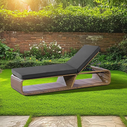 Chaise Lounge Cushions Outdoor, Waterproof Lounge Chair Cushion, 80x 26x 3 Inch Outdoor Chair Cushions with Ties, High-Density Foam Patio Lounge Chair Pads for Lawn, Pool & Beach, Dark Grey