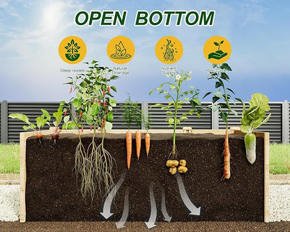 AMERLIFE U-Shaped Raised Garden Bed, 7.5Wx9Dx1.6H Outdoor Wooden Raised Garden Bed Planter with 19.6" Depth Planter Box