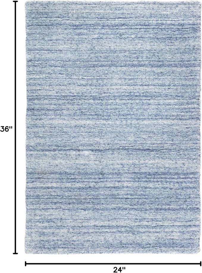 Dash & Albert Nordic Blue Hand Loom Knotted Performance Rug, 2 X 3 Feet, Blue Stripe Pattern