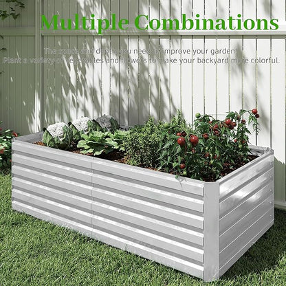 8x4x2 ft Raised Garden Bed, Large Metal Planter Raised Beds, Planters for Outdoor Plants for Vegetables, Flowers, Herbs, Fruits, and Succulents.