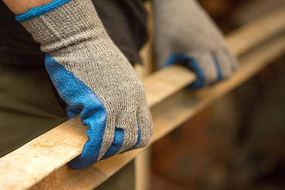G & F Products - 3100XL-10 120 Pairs X-Large Rubber Latex Double Coated Work Gloves for Construction, gardening gloves, heavy duty Cotton Blend Blue