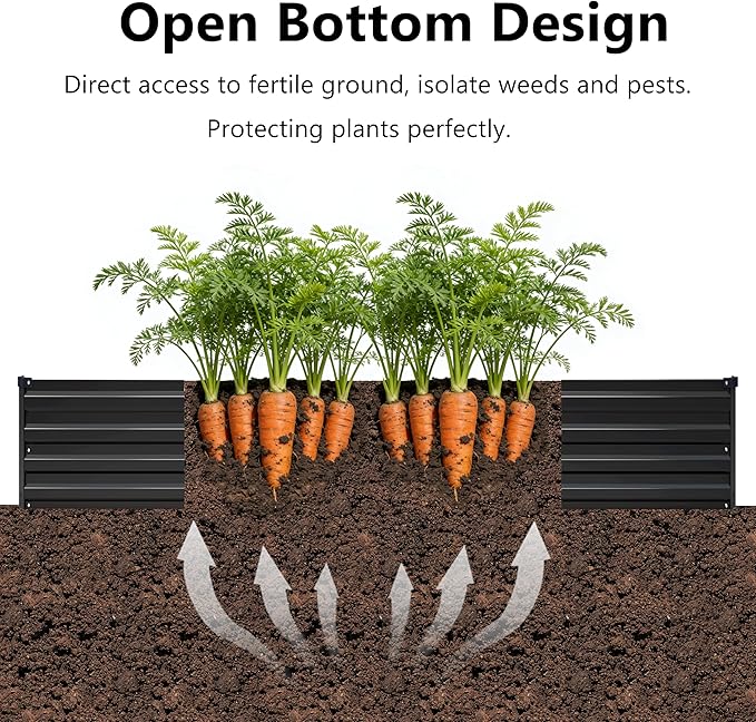 zunatu 12x2x1 ft(2 Pack) Galvanized Raised Garden Bed,Outdoor Planter Box Metal Patio Kit Planting Bed for Vegetables Flowers and Succulents,Black