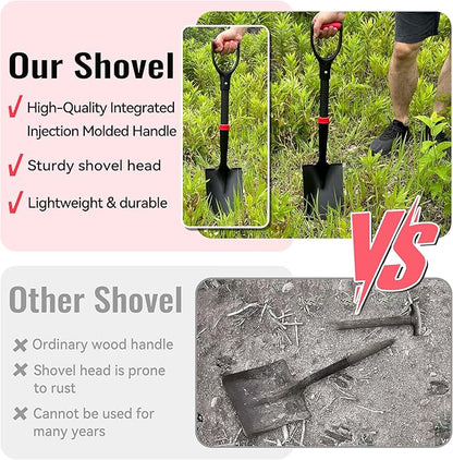 SHARK ATTACK 3-Piece Steel Shovel Set with D-Grip Handles-45'' Sifting Shovel, 28'' Spade with Powder Coating for Beach, Soil Chicken Coop, Farm Goat Stall Sand Poop Cleaning, Planting, Car Emergency