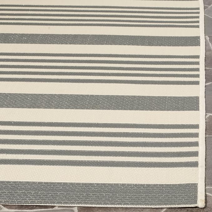 SAFAVIEH Washable Rug Outdoor Courtyard Collection - 2'3" x 18' Runner, Grey & Bone, Non-Shedding & Easy Cleaning, Ideal for Patio, Entryway, Mudroom, Hallway, Kitchen (CY6062-236)