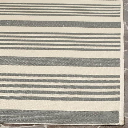 SAFAVIEH Washable Rug Outdoor Courtyard Collection - 2'3" x 18' Runner, Grey & Bone, Non-Shedding & Easy Cleaning, Ideal for Patio, Entryway, Mudroom, Hallway, Kitchen (CY6062-236)