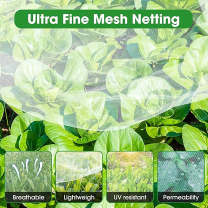 Garden Mesh Netting, 8' x 20' Mosquito Bird Netting Barrier Row Cover, Fruit Tree Net Screen Protect Plant Vegetables Fruits Crops from Cicada, Garden Bed Cover Plant Protecting Net