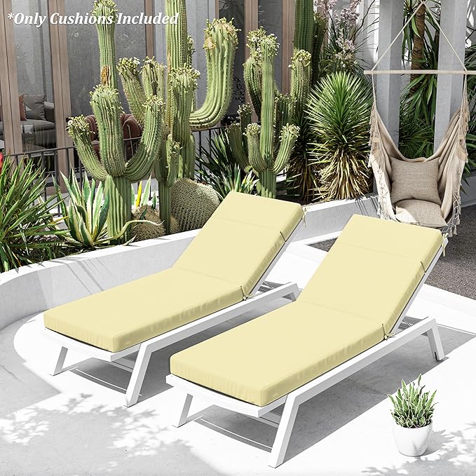 Chaise Lounge Cushion for Outdoor Furniture, Waterproof Fade and Tear Resistant Lounge Deck Chair Cushions for Patio Lawn Pool Resort Hotel