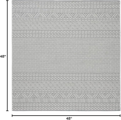 SAFAVIEH Washable Rug Outdoor Courtyard Collection - 4' Square, Brown & Grey, Non-Shedding & Easy Cleaning, Ideal for Patio, Backyard, Mudroom (CY6235-07812)