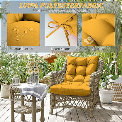 Patio Seat&Back Chair Cushions for Outdoor Furniture，Comfortable Cushions for Rocking/Dining/Lawn Chair-Set of 2