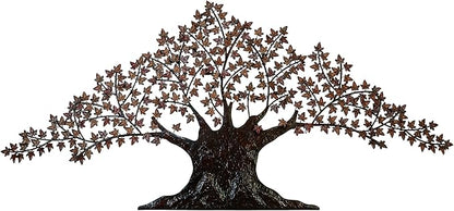 Deco 79 Metal Tree Home Wall Decor Indoor Outdoor Wall Sculpture with Leaves, Wall Art 92" x 42" x 1", Dark Brown