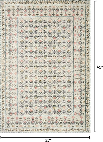 Loloi Rifle Paper Co. Eden Collection EDE-03 Lattice Ivory 2'-3" x 3'-9" Accent Rug feat. CloudPile™