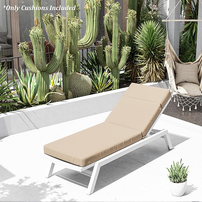 Chaise Lounge Cushion for Outdoor Furniture, Waterproof Fade and Tear Resistant Lounge Deck Chair Cushions for Patio Lawn Pool Resort Hotel