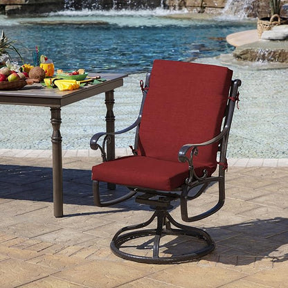 Arden 4-Pack Outdoor Patio Dining Chair Cushion, 20x44, Rain-Proof Seat Pad, Fade-Resistant Outdoor Cushion Ruby Red Leala