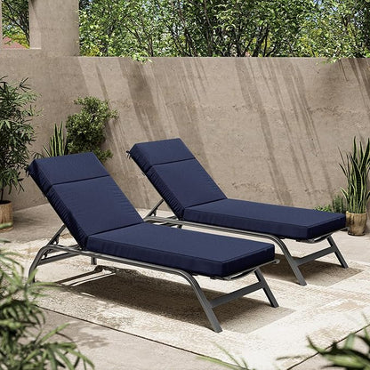2 Pcs Chaise Lounge Cushions Outdoor, 80" L X 26" W X 4" D Lounge Chair Cushions for Outdoor Furniture, High-Density Foam Patio Chaise Cushion-Waterproof Fade-Resistant ThickPatio lounge chair cushion