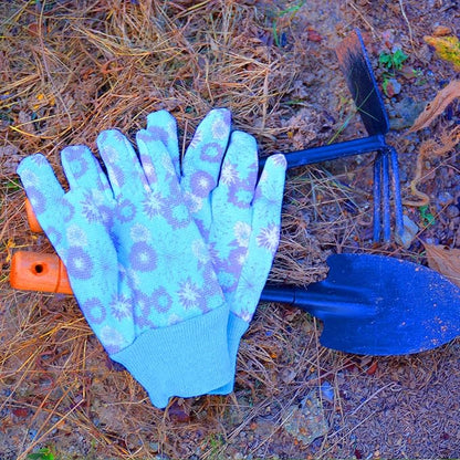 HANDLANDY 4 Pairs Women Garden Gloves, Cotton Ladies Soft Jersey Gardening Gloves with PVC Dots, Floral Yard Work Gloves