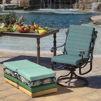 Arden 4-Pack Outdoor Patio Dining Chair Cushion, 20x44, Rain-Proof Seat Pad, Fade-Resistant Outdoor Cushion Alana Tile