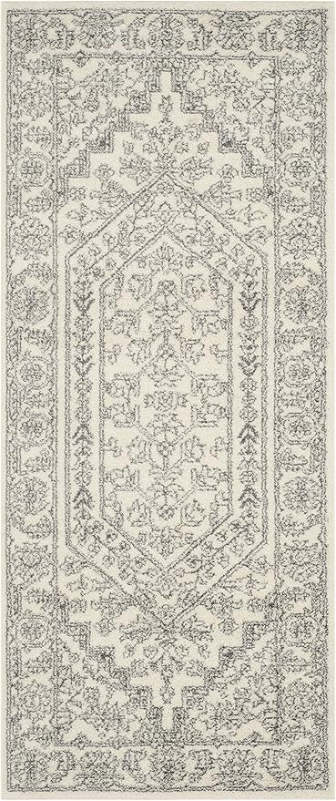 SAFAVIEH Adirondack Collection Runner Rug - 2'6" x 12', Ivory & Silver, Oriental Medallion Design, Non-Shedding & Easy Care, Ideal for High Traffic Areas in Living Room, Bedroom (ADR108B)