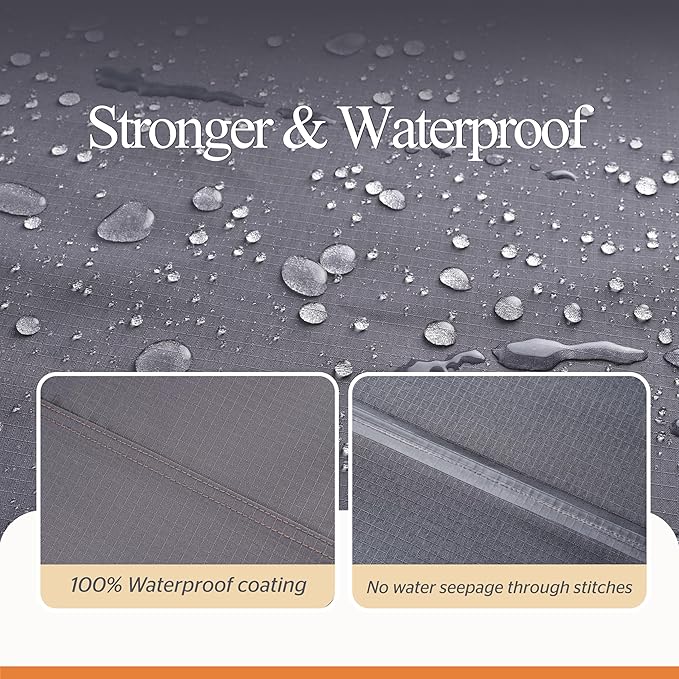 WJ-X3 Rip-Stop Patio Table Cover, Heavy-Duty Waterproof & Windproof Outdoor Furniture Cover, 102" x 78" x 31", Gray