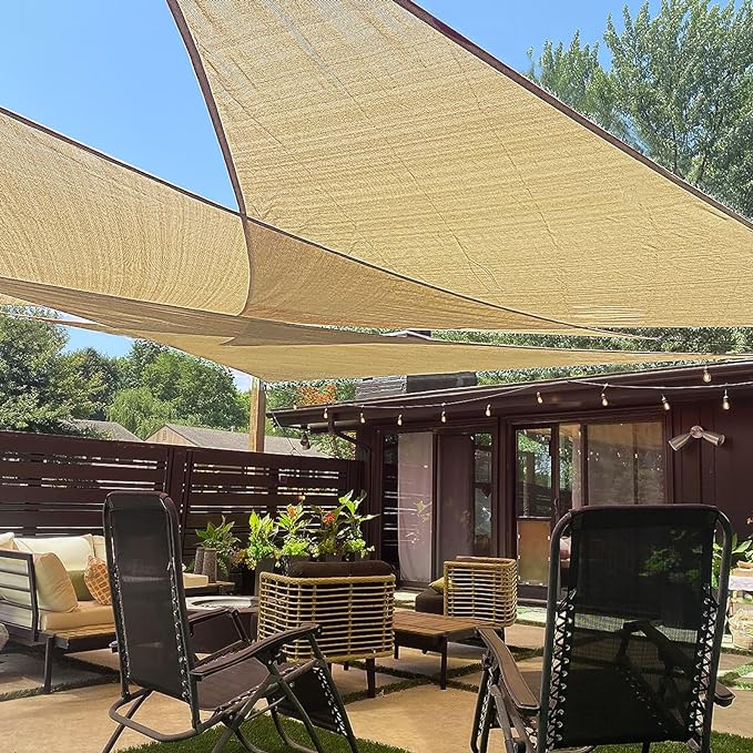 LOVE STORY Custom Size 10'x18'x20.6' Sand Sun Shade Sail Right Triangle Sunshade Fabric Awning Canopy for Patio Backyard Carport Pergola (Customized)