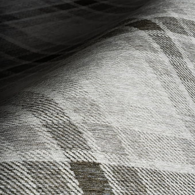 Dash & Albert Andri Plaid Black Machine Washable Rug, Runner-2.5 X 8 Feet, Black/White Plaid Pattern