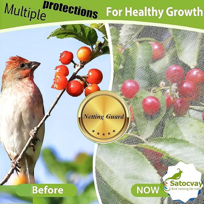 Fruit Tree Netting - Easy Install Plant Protection Cover, Reusable Garden Mesh Bag for Blueberry Bushes/Tomato - Block Birds/Insect/Squirrels (6, 6x7.2 FT)