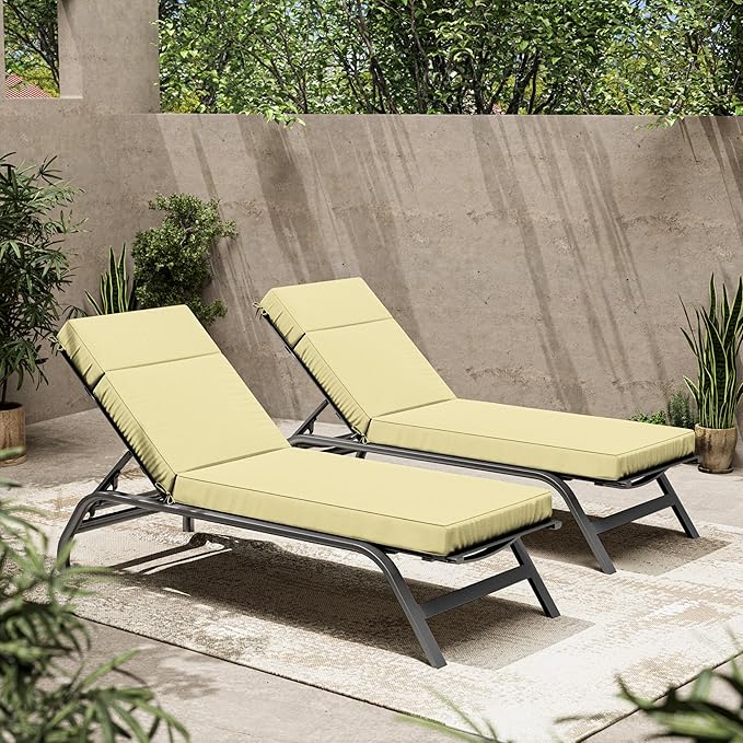 2 Pcs Chaise Lounge Cushions Outdoor, 80" L X 26" W X 4" D Lounge Chair Cushions for Outdoor Furniture, High-Density Foam Patio Chaise Cushion-Waterproof Fade-Resistant ThickPatio lounge chair cushion