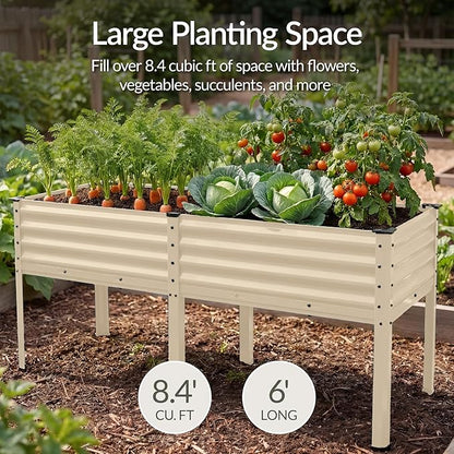 Best Choice Products 72x24x30in Non Toxic Galvanized Raised Garden Bed, Metal Elevated Planter Box, Vegetable Garden, 100% Non Toxic Materials - Beige
