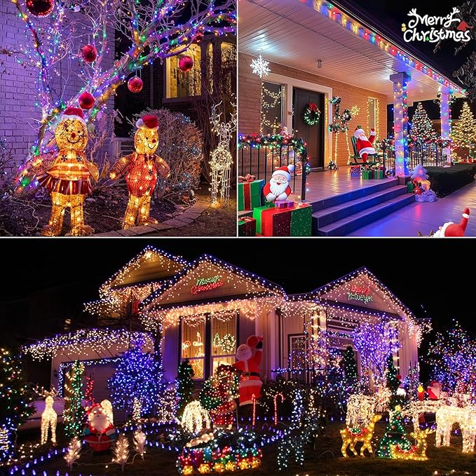 Upgraded 6 Pack 240FT 600 LED Solar Christmas Lights Outdoor Solar String Lights with 8 Lighting Modes Waterproof Solar Fairy Lights for Garden Yard Patio Christmas Tree Decoration (Multicolor)
