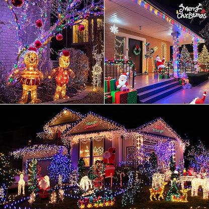 Upgraded 6 Pack 240FT 600 LED Solar Christmas Lights Outdoor Solar String Lights with 8 Lighting Modes Waterproof Solar Fairy Lights for Garden Yard Patio Christmas Tree Decoration (Multicolor)