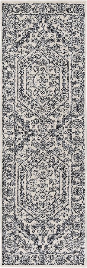 SAFAVIEH Adirondack Collection Runner Rug - 2'6" x 8', Ivory & Navy, Oriental Medallion Design, Non-Shedding & Easy Care, Ideal for High Traffic Areas in Living Room, Bedroom (ADR108R)