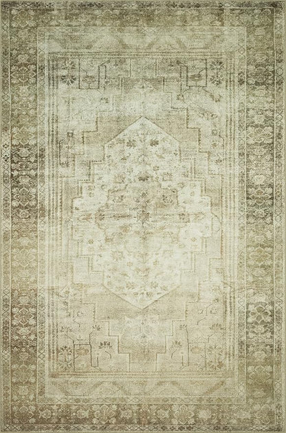 Loloi Magnolia Home by Joanna Gaines Banks Collection BAN-06 Natural/Granite 2'-6" x 12'-0", .13" Pile Height, Machine Washable, Runner Rug