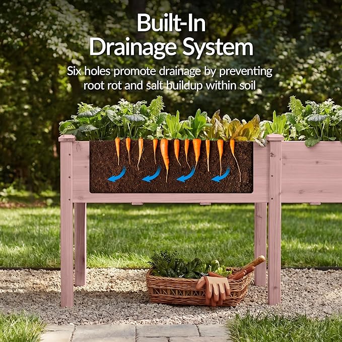 Best Choice Products 72x24x30in Raised Garden Bed, Elevated Wood Planter Box Stand for Backyard, Patio, Balcony w/Divider Panel, 6 Legs, 300lb Capacity - Pink