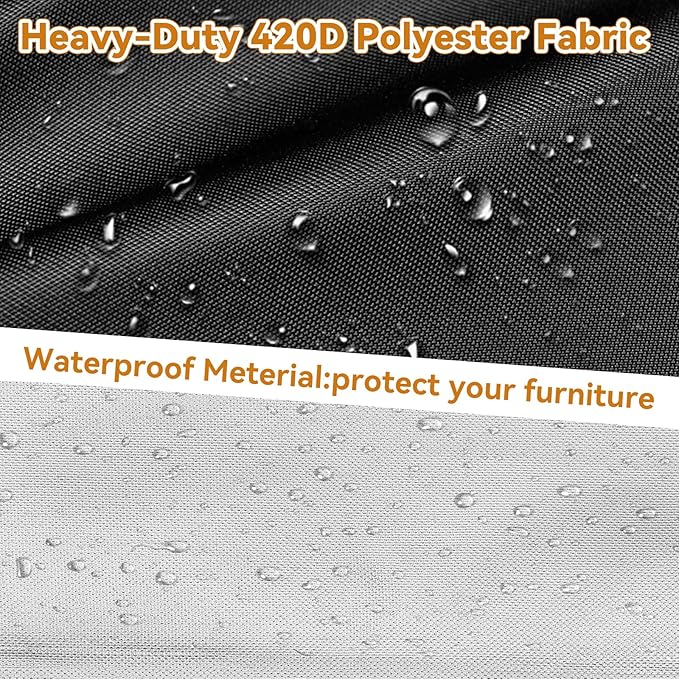 TUOKING Outdoor Furniture Covers Heavy-Duty 420D Waterproof Cover,All-Weather Patio Furniture Protector for Sofa,Chairs & Table-UV-Resistant,Anti-Tear Dustproof Covers (Black, 53"L x 53"W x 30"H)