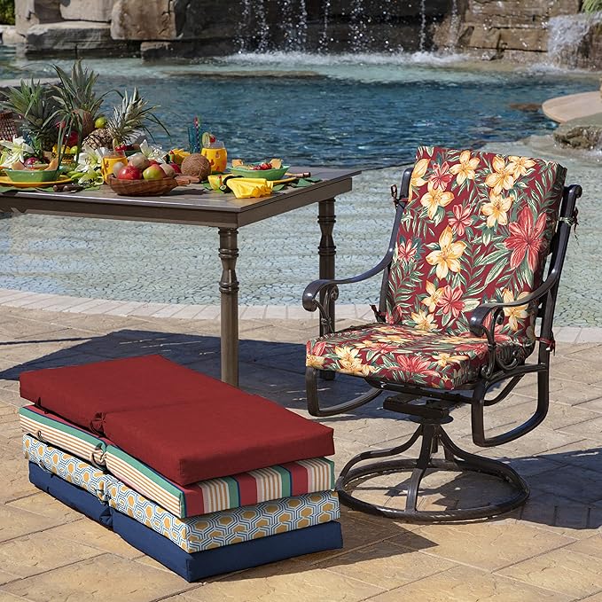 Arden 4-Pack Outdoor Patio Dining Chair Cushion, 20x44, Rain-Proof Seat Pad, Fade-Resistant Outdoor Cushion Ruby Clarissa