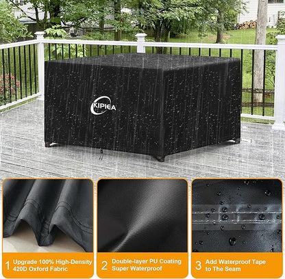 Kipiea Outdoor Furniture Covers Waterproof, 420D Heavy-Duty Patio Furniture Set Covers, No Tears Anti UV No Fading (55" L×55" W×28" H)