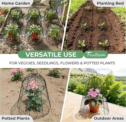 FRUITEAM 12Pcs Wire Plant Covers, 13×15.74in Large Plant Protectors from Animals, Chicken Wire Cloche Plant Cages for Outdoor Plants, Vegetables