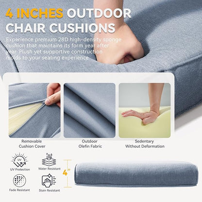 Patio Cushions for Outdoor Furniture - 22" x 25" x 4" UV Resistant Thick Foam Cushions Water Resistant Replacement Cushion for Outdoor Patio Furniture Chair/Sofa/Couch | Baby Blue | 5-Pack |