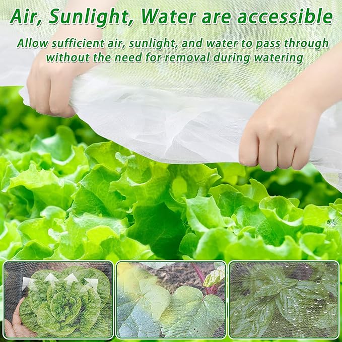 2 Pack Garden Netting for Raised Beds, 8x4 FT Mesh Plant Covers with Drawstring for Garden Protection, Raised Bed Bird Netting Pest Barrier Screen for Protecting Vegetables Fruits Flowers Crops
