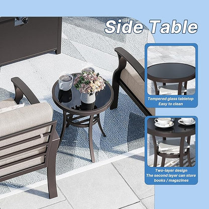 Kurapika 3 Pieces Patio Furniture Set, Outdoor Aluminum Swivel Gliders Rocker, Patio Bistro Set Rocking Chair with Thickened Cushions and Tempered Glass Side Table for Porch Garden Deck (Black)