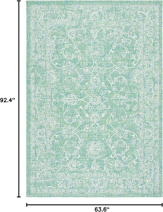 SAFAVIEH Courtyard Collection 5'3' x 7'7' Green/Ivory CY8680 Indoor/ Outdoor Patio Backyard Mudroom Area Rug