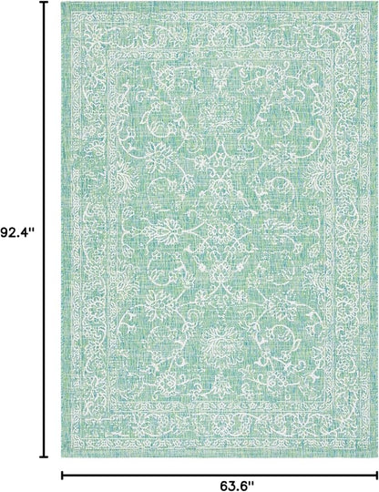 SAFAVIEH Courtyard Collection 5'3' x 7'7' Green/Ivory CY8680 Indoor/ Outdoor Patio Backyard Mudroom Area Rug