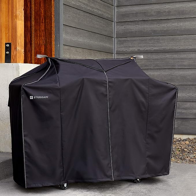 Classic Accessories Storigami Easy Fold Water-Resistant 58 Inch BBQ Grill Cover, Charcoal Black