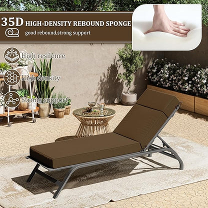 2 Pcs Chaise Lounge Cushions Outdoor, 72" L X 21" W X 4" D Lounge Chair Cushions for Outdoor Furniture, High-Density Foam Patio Chaise Cushion-Waterproof Fade-Resistant ThickPatio lounge chair cushion