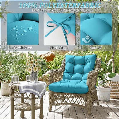 Patio Seat&Back Chair Cushions for Outdoor Furniture，Comfortable Cushions for Rocking/Dining/Lawn Chair-Set of 2