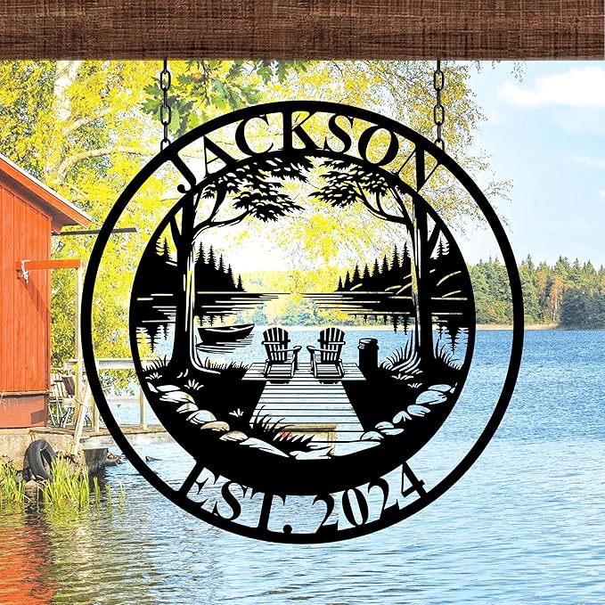 Custom Lake House Metal Sign, Personalized Cabin Metal Sign, Lodge Wall Art, Gift for Couple, Gifts for Family, Out Door or Indoor Decor, Family Last Name Signs, Gift for Christmas