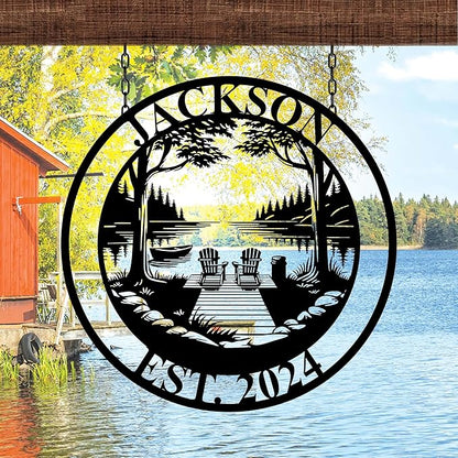 Custom Lake House Metal Sign, Personalized Cabin Metal Sign, Lodge Wall Art, Gift for Couple, Gifts for Family, Out Door or Indoor Decor, Family Last Name Signs, Gift for Christmas