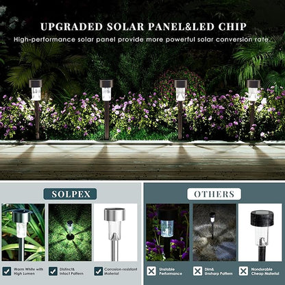 SOLPEX Solar Garden Lights Outdoor, 6 Color 12 Pack Stainless Steel Led Pathway Lights,Halloween/Christmas Solar Decorative，Christmas Decor for Patio, Lawn, Yard,Landscape and Walkway